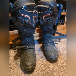 Fox Men's Black and Blue Off-Road Boots